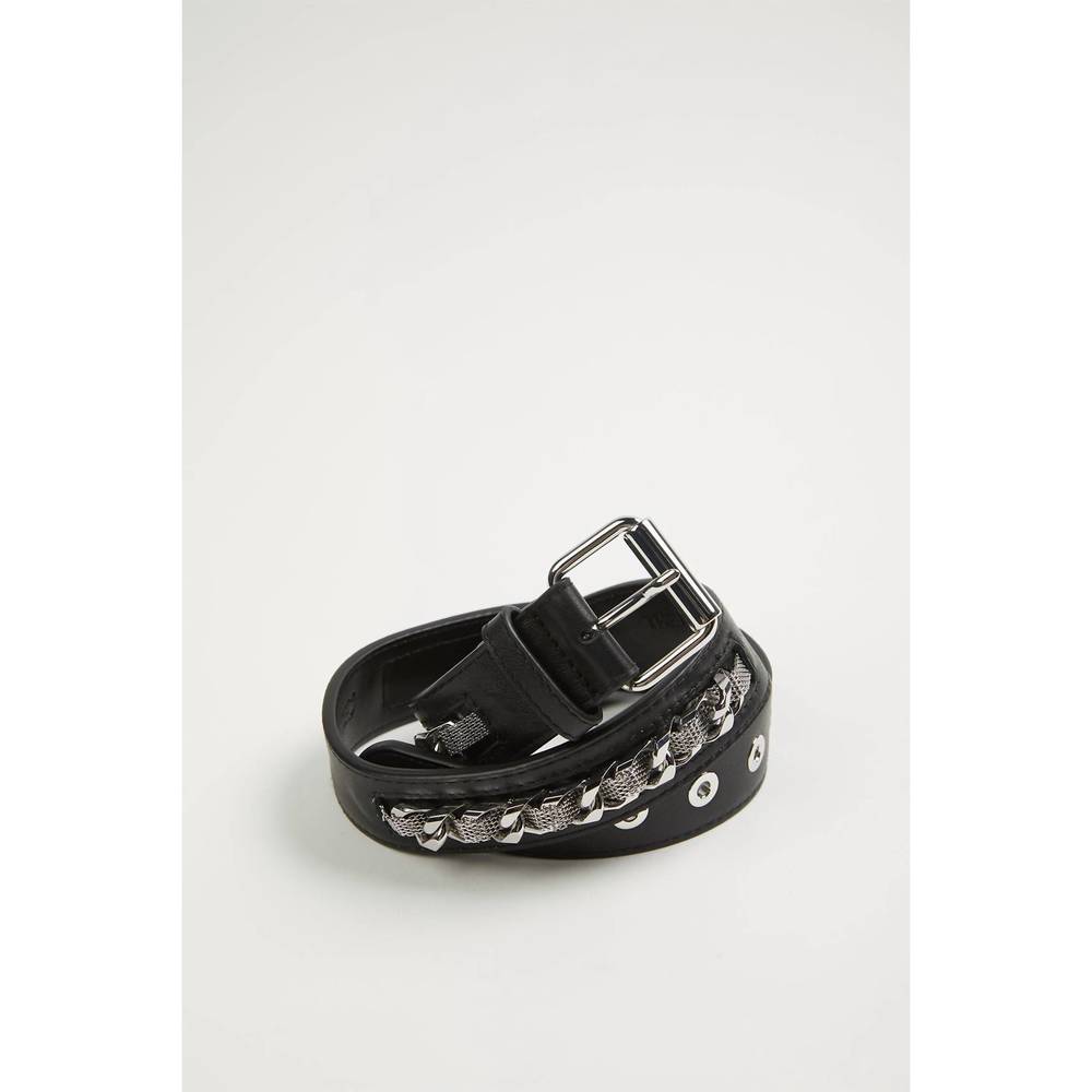 NEW THE KOOPLES leather belt with chain in black